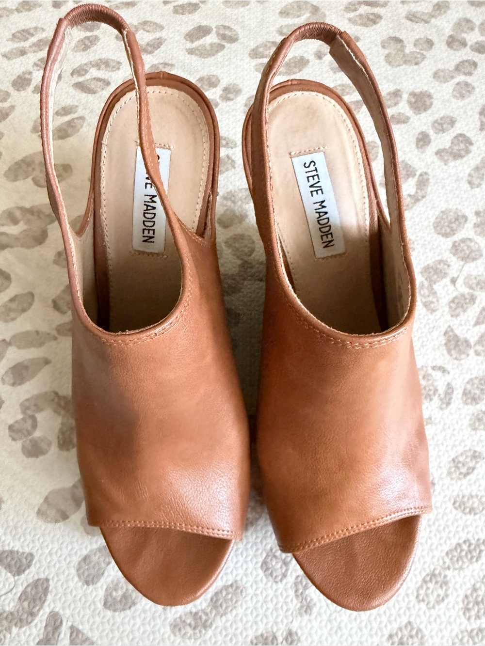 Steve Madden Women's Tan Slingback Peep-Toe Heels Mule
